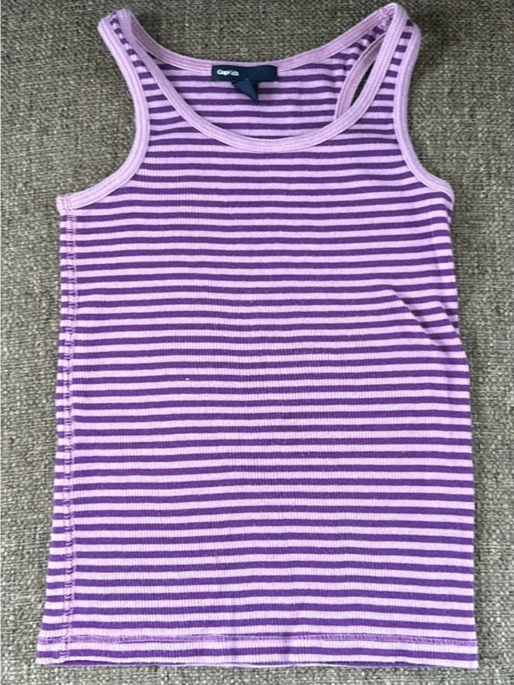 GapKids Girls Purple Striped Racerback Athletic Tank Top Shirt Size Small 6-7